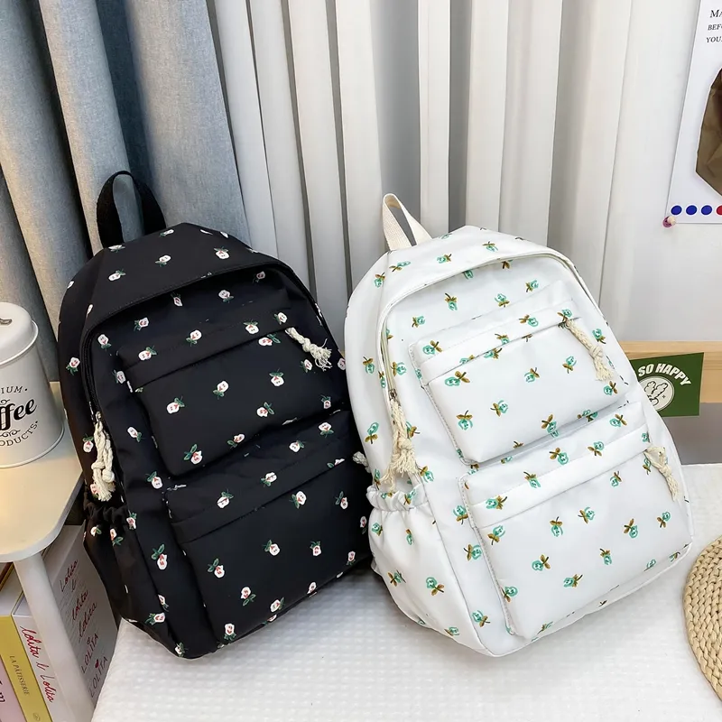 KAMLUI Nylon Backpack Regular Unisex White Floral/White Green Floral/Black Floral/Black White Floral/Yellow/Green-10