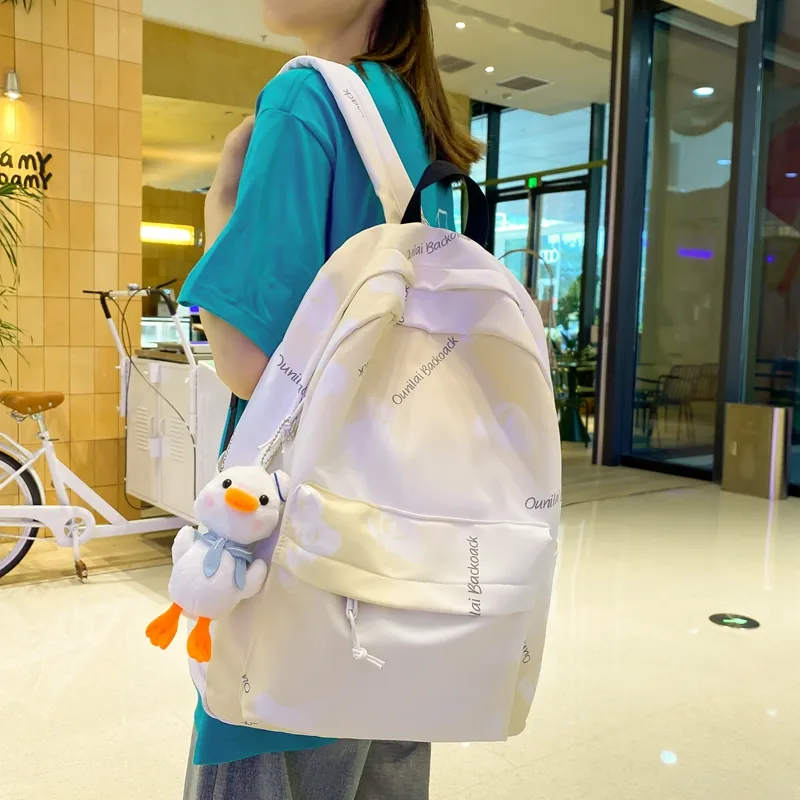 KAMLUI Nylon Backpack Regular Unisex Light Gray/Black/Light Yellow/Light Green-12