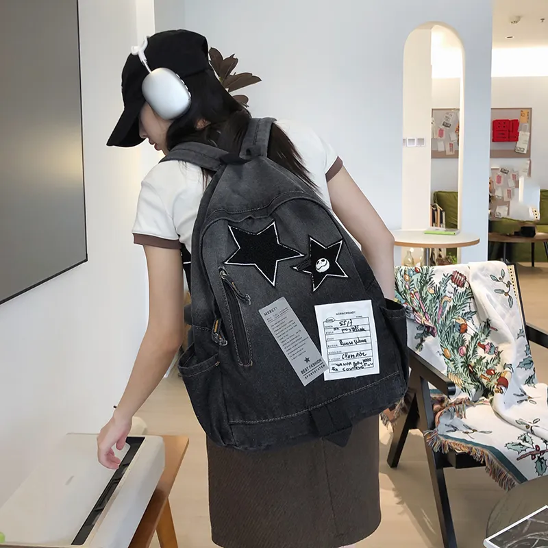 KAMLUI Denim Backpack Regular Unisex Multicolor-2