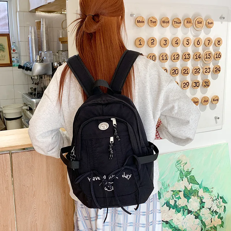 KAMLUI Nylon Fabric Backpack Regular Women's Black/Khaki/Blue-2