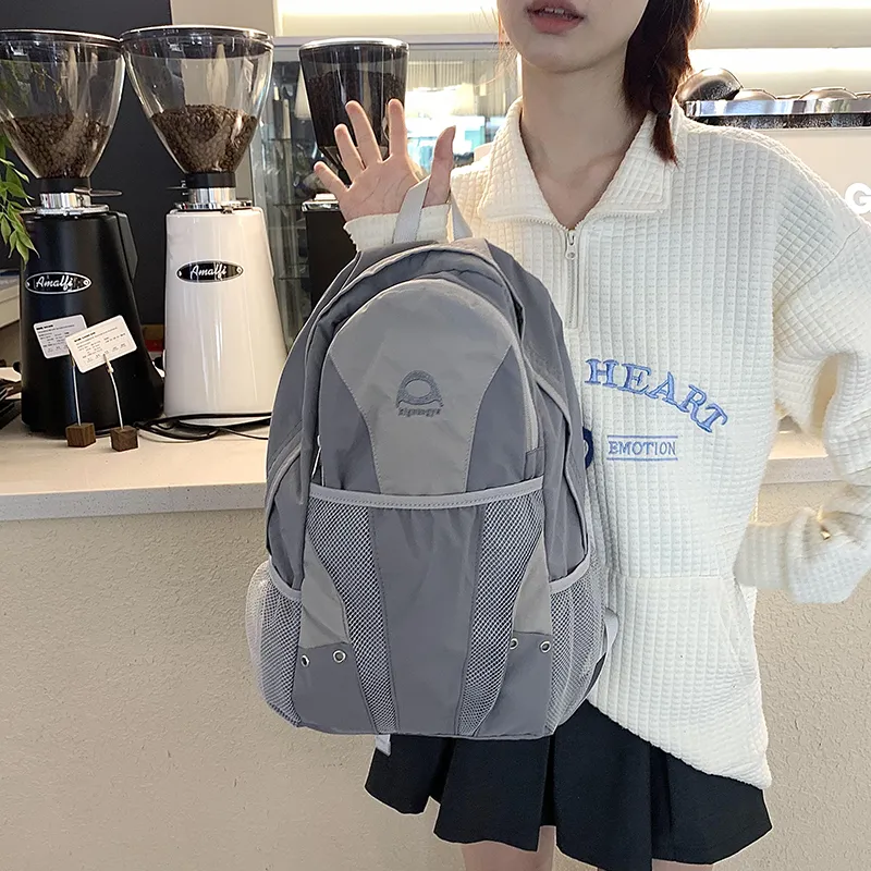 KAMLUI Nylon Backpack Unisex Black/Yellow/Gray-18