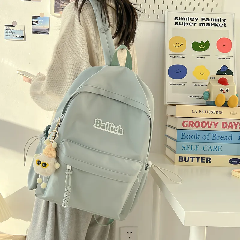 KAMLUI Composite Cloth Backpack Regular Unisex Pink/Black/Light Blue/Green/Ecru-22