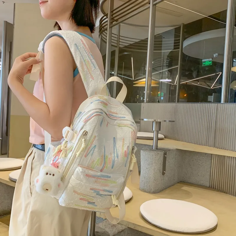 KAMLUI Nylon Fabric Backpack Large Size Unisex Multicolor-2