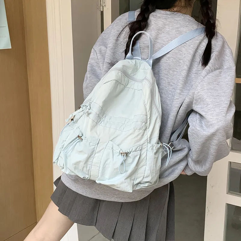 KAMLUI Nylon Backpack Regular Unisex Ecru/Black/Blue-24