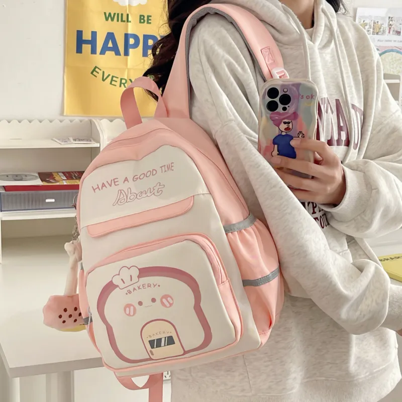 KAMLUI Canvas Backpack Regular Unisex Black/Purple/Blue/Pink/Coffee-16