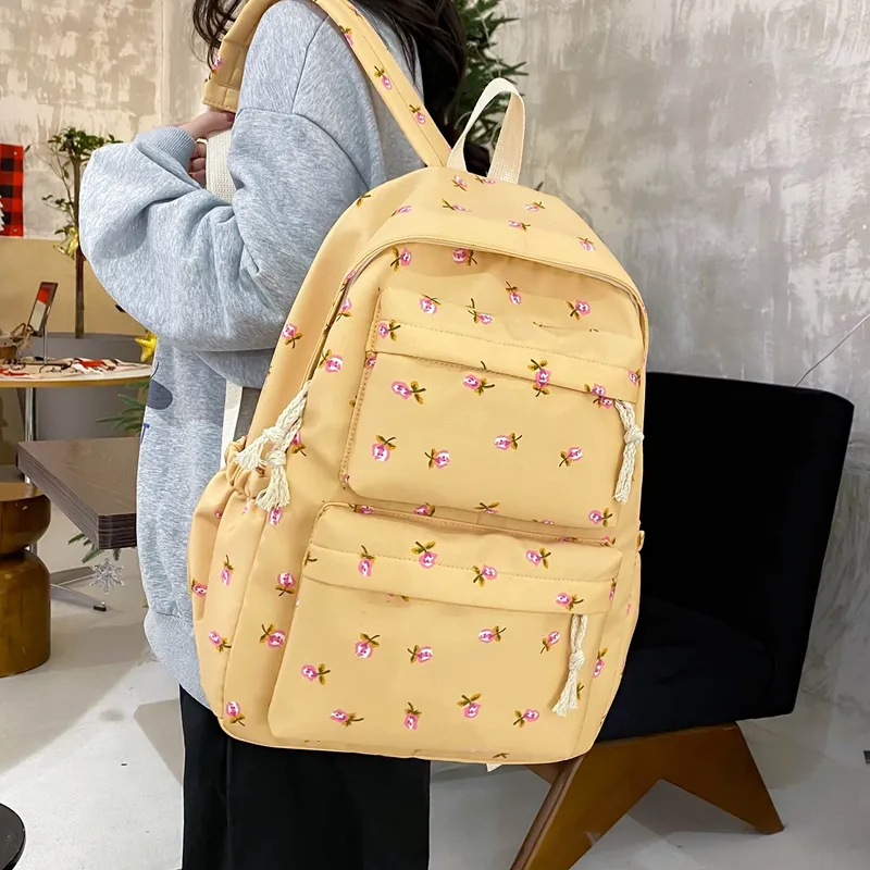 KAMLUI Nylon Backpack Regular Unisex White Floral/White Green Floral/Black Floral/Black White Floral/Yellow/Green-24
