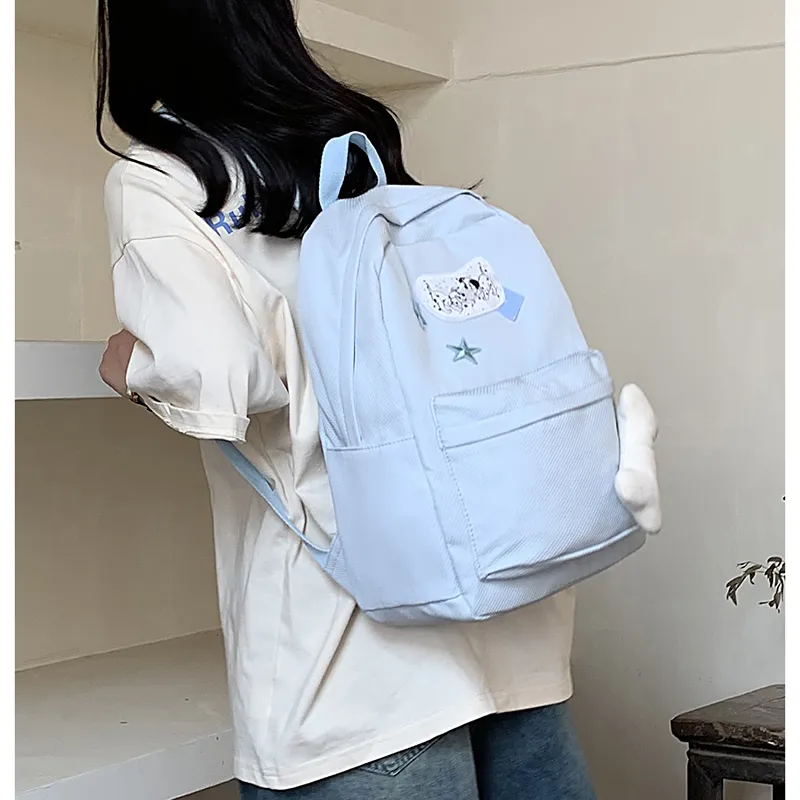 KAMLUI Nylon Backpack Backpack Student Backpack Regular Unisex Blue-9