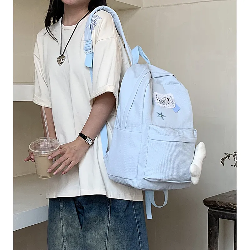 KAMLUI Nylon Backpack Backpack Student Backpack Regular Unisex Blue-13