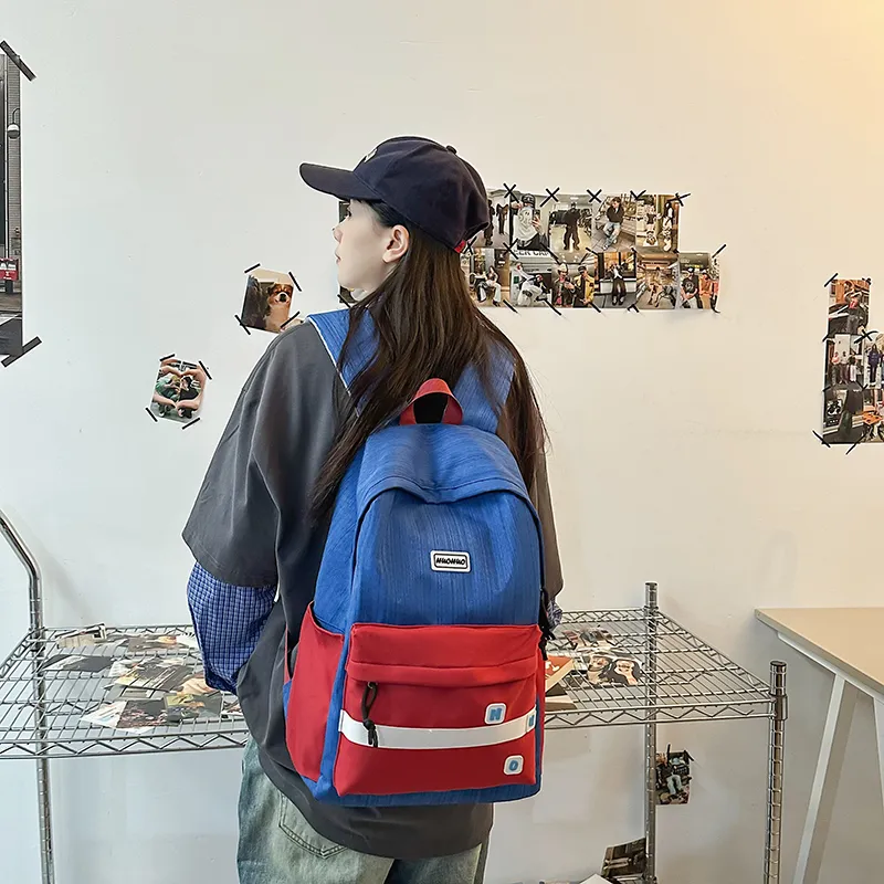 KAMLUI Nylon Backpack Regular Unisex White/Black/Orange Red/Red/Khaki-22