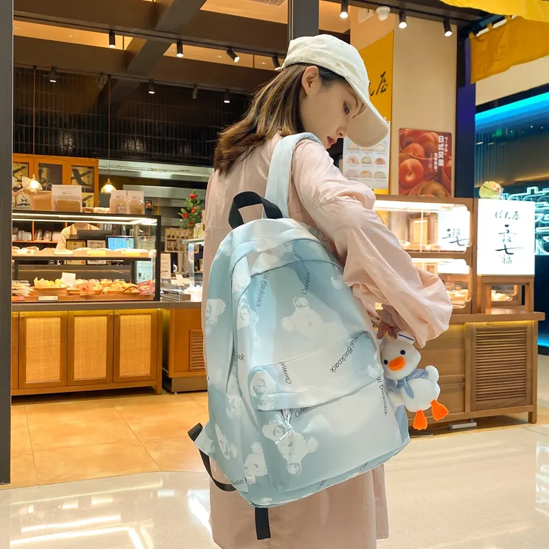 KAMLUI Nylon Backpack Regular Unisex Light Gray/Black/Light Yellow/Light Green-23