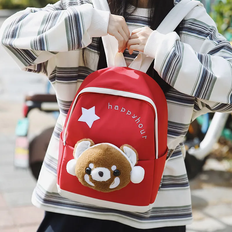 KAMLUI Nylon Backpack Unisex Black/Pink/Red/Blue-7