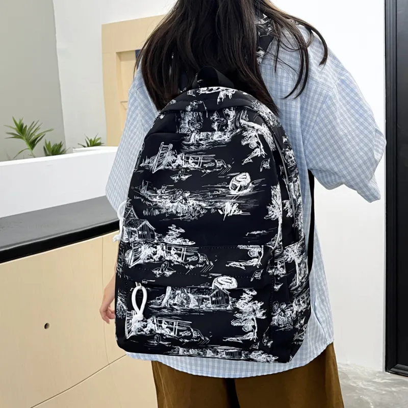 KAMLUI Nylon Backpack Regular Unisex White/Black/Blue-9