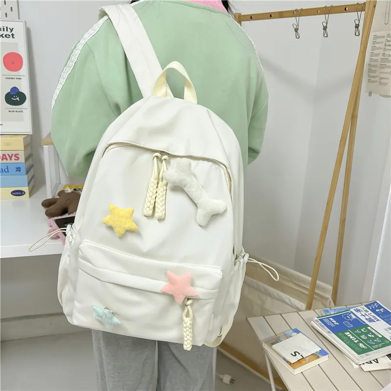 KAMLUI Nylon Backpack Regular Unisex White/Pink/Green/Black/Yellow-2