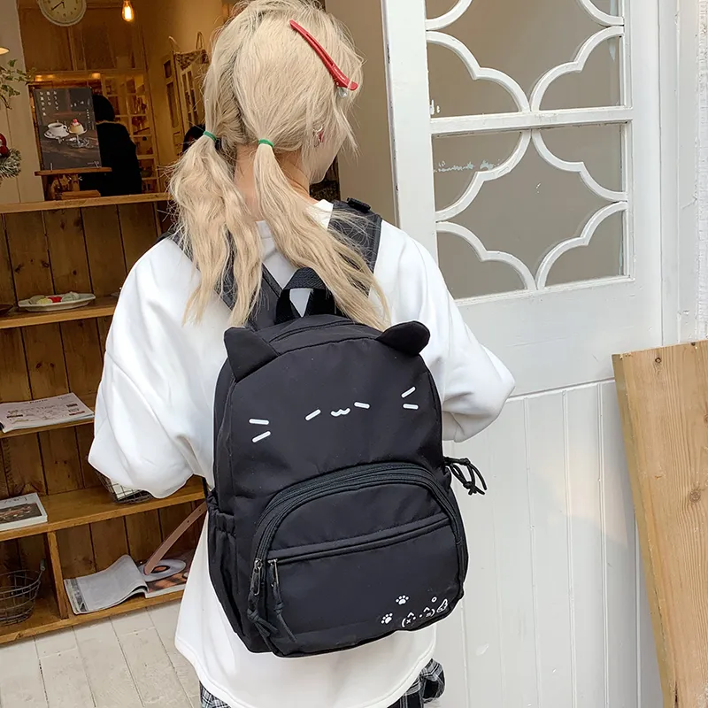 KAMLUI Nylon Fabric Backpack Regular Women's Black-4