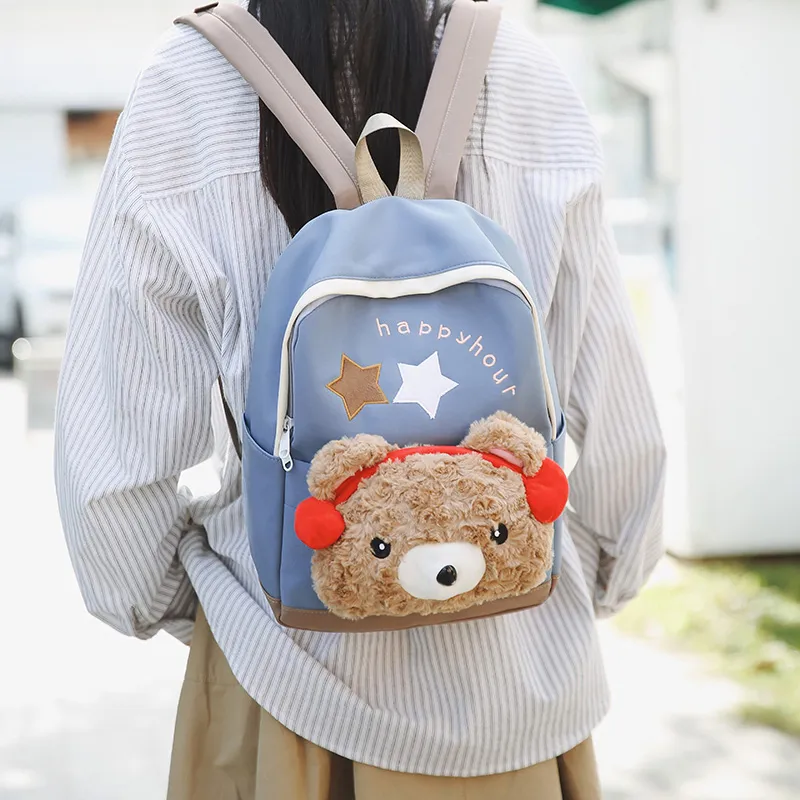 KAMLUI Nylon Backpack Unisex Black/Pink/Red/Blue-13