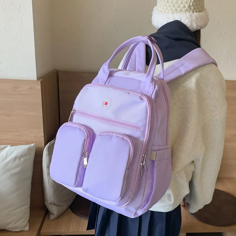 KAMLUI Oxford Backpacks Backpack Unisex White/Black/Purple/Yellow/Sky Blue/Lake Blue-14