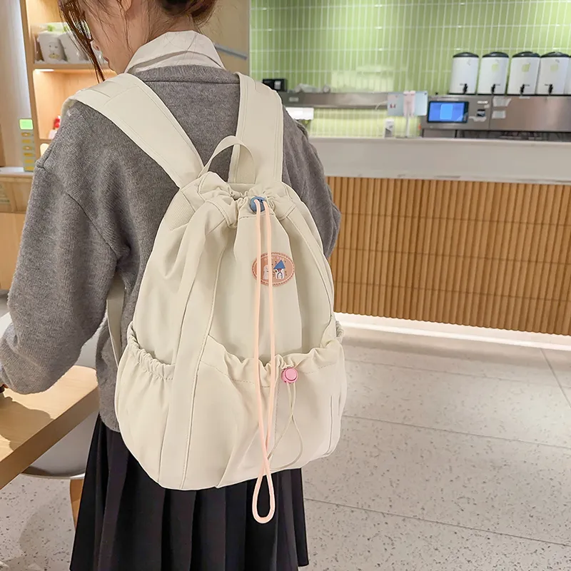 KAMLUI Nylon Backpack Regular Unisex Ecru/Black/Pink/Light Yellow/Light Green-3