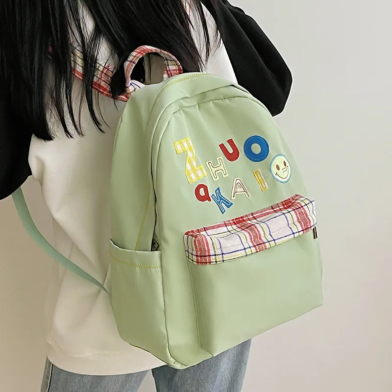 KAMLUI Nylon Fabric Backpack Regular Unisex White/Yellow/Green/Blue-8