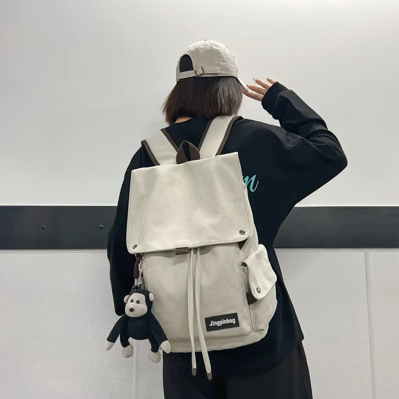 KAMLUI Canvas Backpack Regular Unisex White/Gray/Black-1