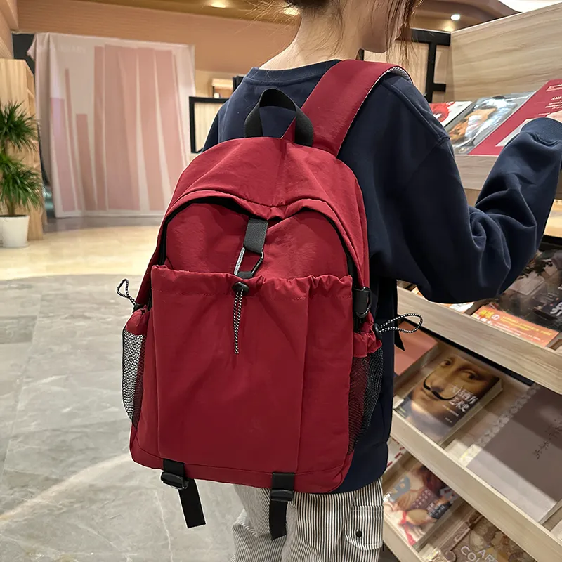 KAMLUI Nylon Backpack Regular Unisex Ecru/Black/Burgundy/Orange-17