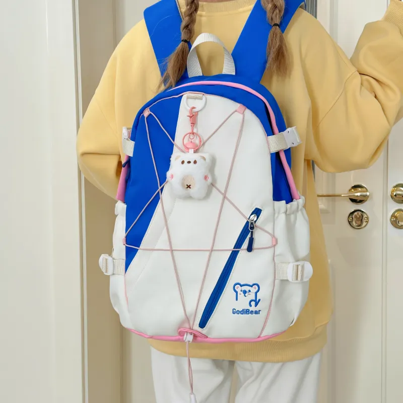 KAMLUI Nylon Backpack Unisex Red/Purple & Yellow/Blue & Yellow/Black & Yellow/Blue & White-23