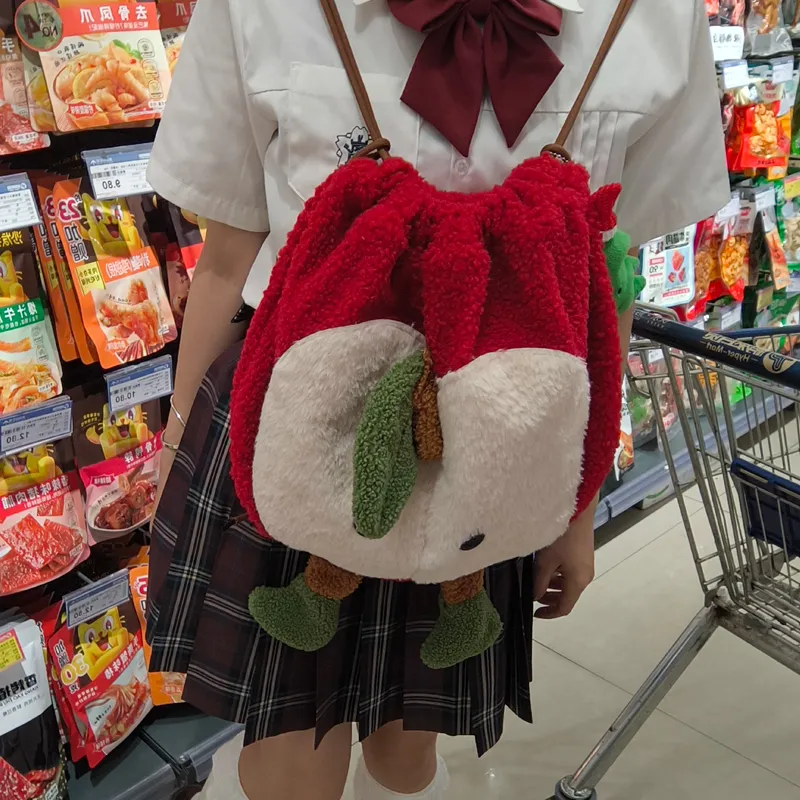 KAMLUI Plush Backpack Regular Women's Red-6