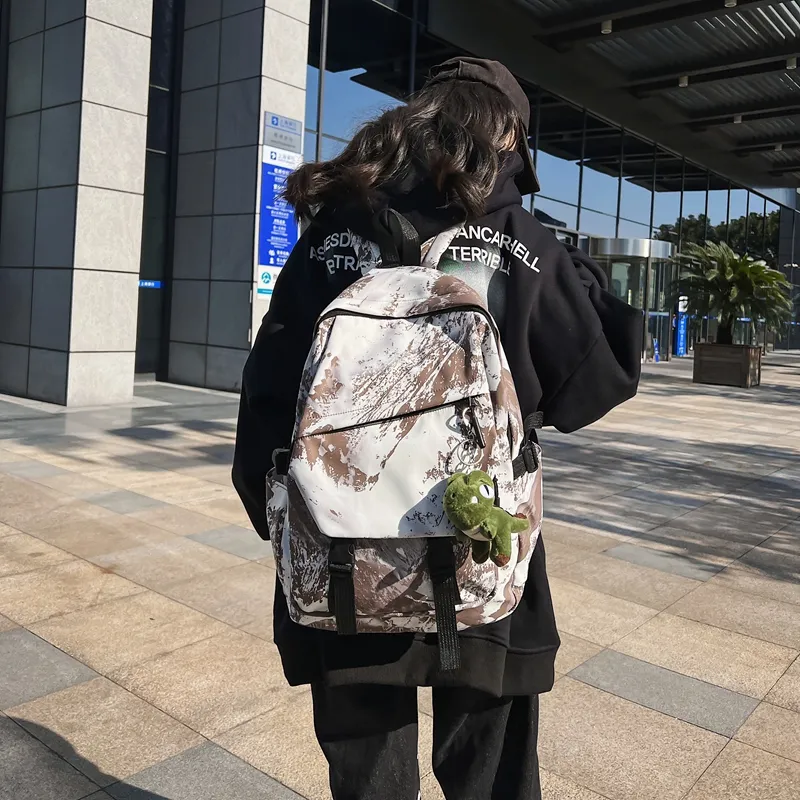 KAMLUI Nylon Backpack Unisex Gray/Black/Khaki/Green/Blue/Pink-12
