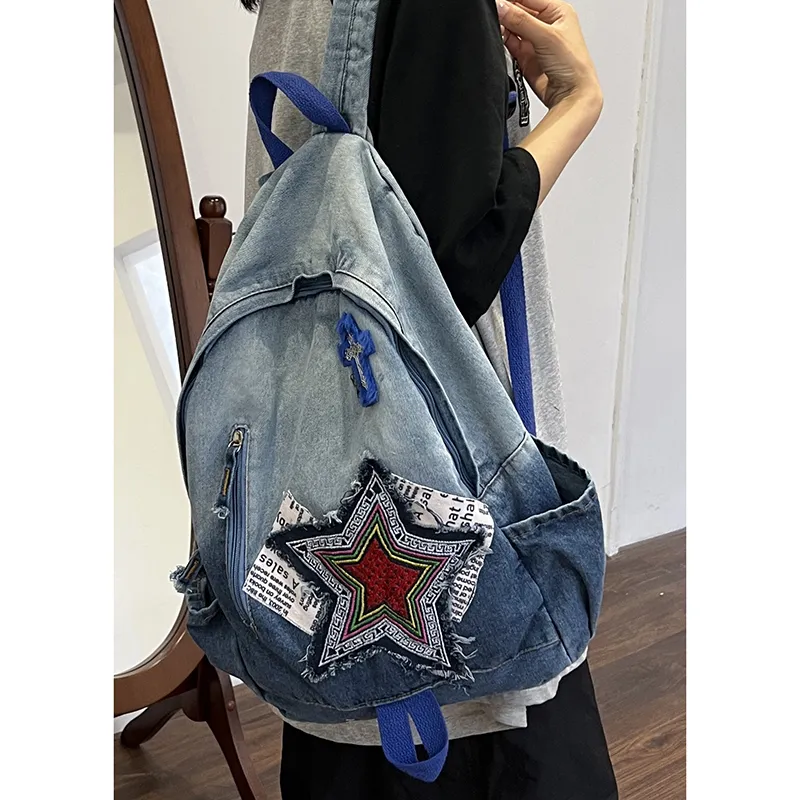 KAMLUI Denim Backpack Regular Unisex Multicolor-34