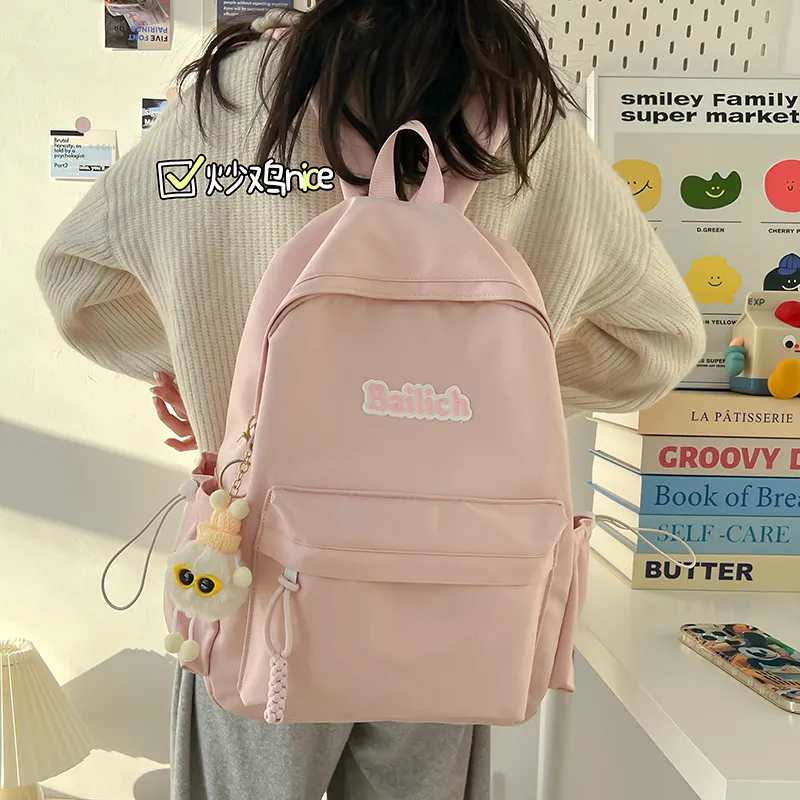 KAMLUI Composite Cloth Backpack Regular Unisex Pink/Black/Light Blue/Green/Ecru-3