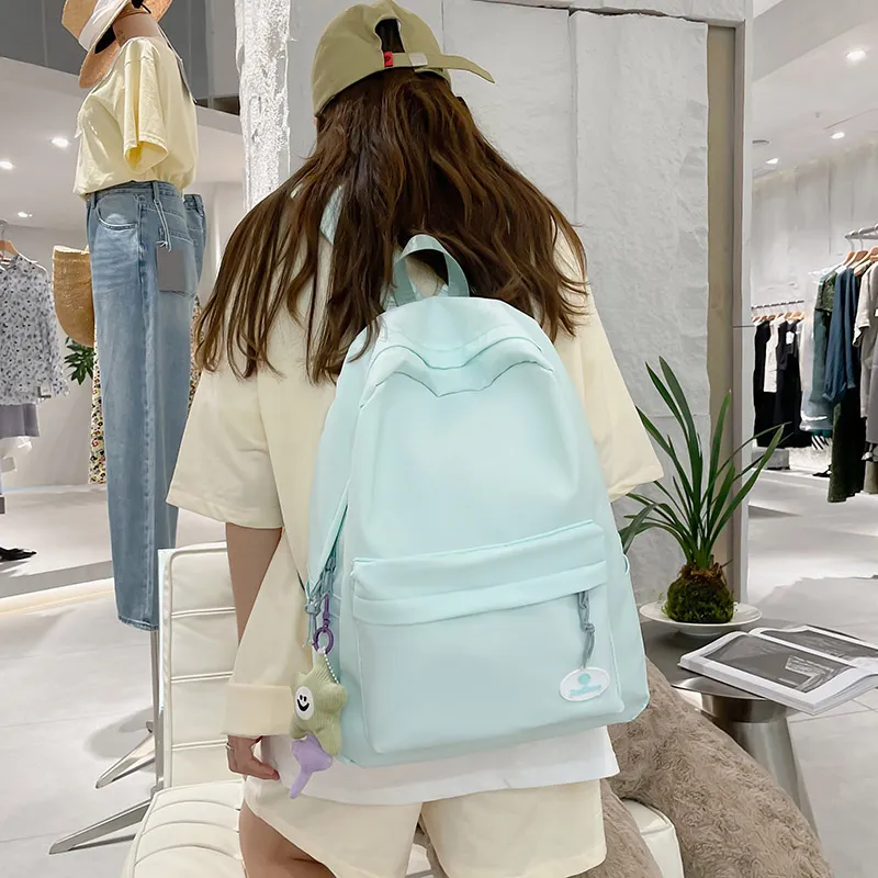 KAMLUI Nylon Backpacks Backpack Regular Unisex Light Green/Ecru/Violet-15