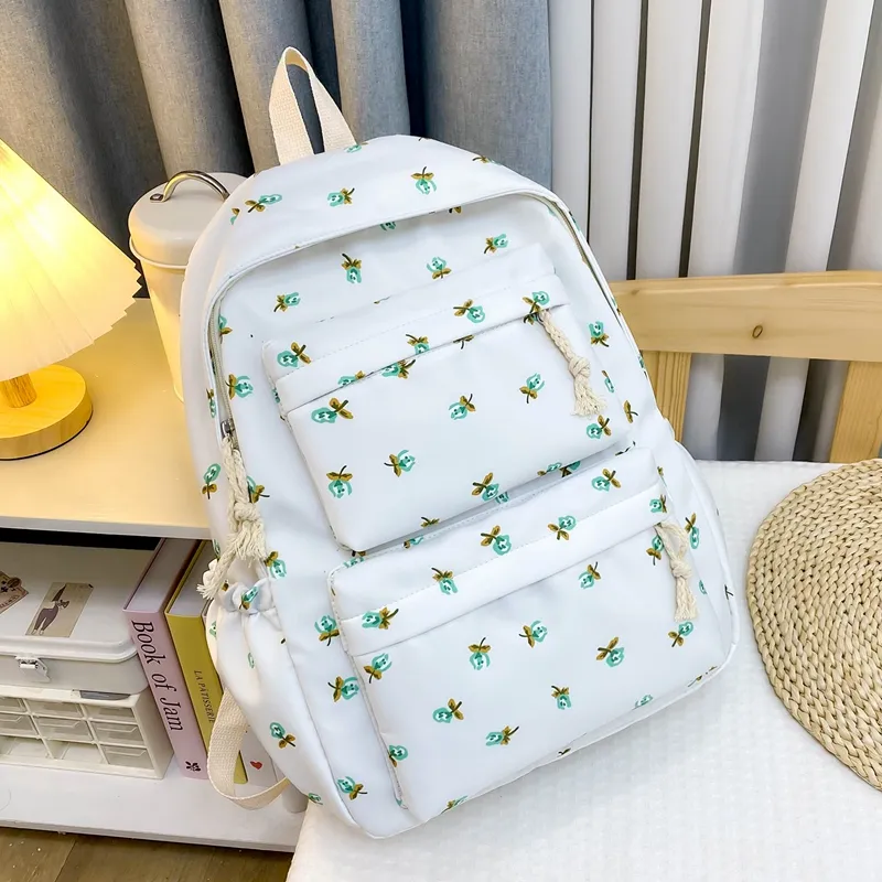 KAMLUI Nylon Backpack Regular Unisex White Floral/White Green Floral/Black Floral/Black White Floral/Yellow/Green-8