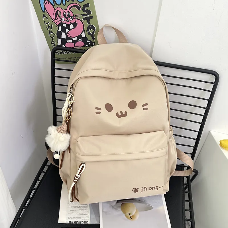 KAMLUI Nylon Backpack Regular Unisex Gray/Black/Pink/Orange Red/Coffee-30