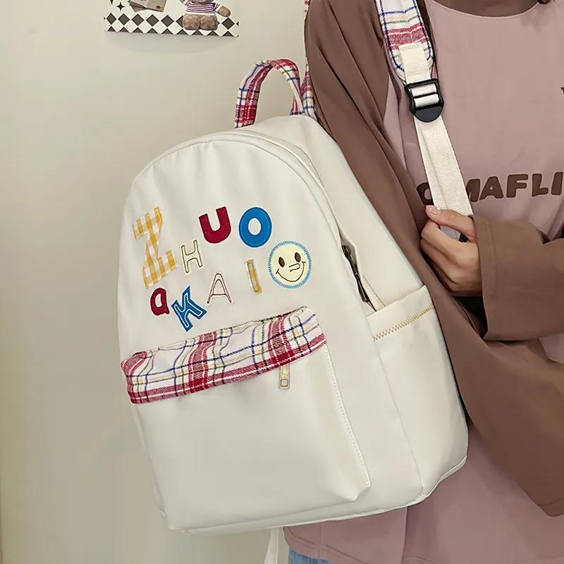 KAMLUI Nylon Fabric Backpack Regular Unisex White/Yellow/Green/Blue-16