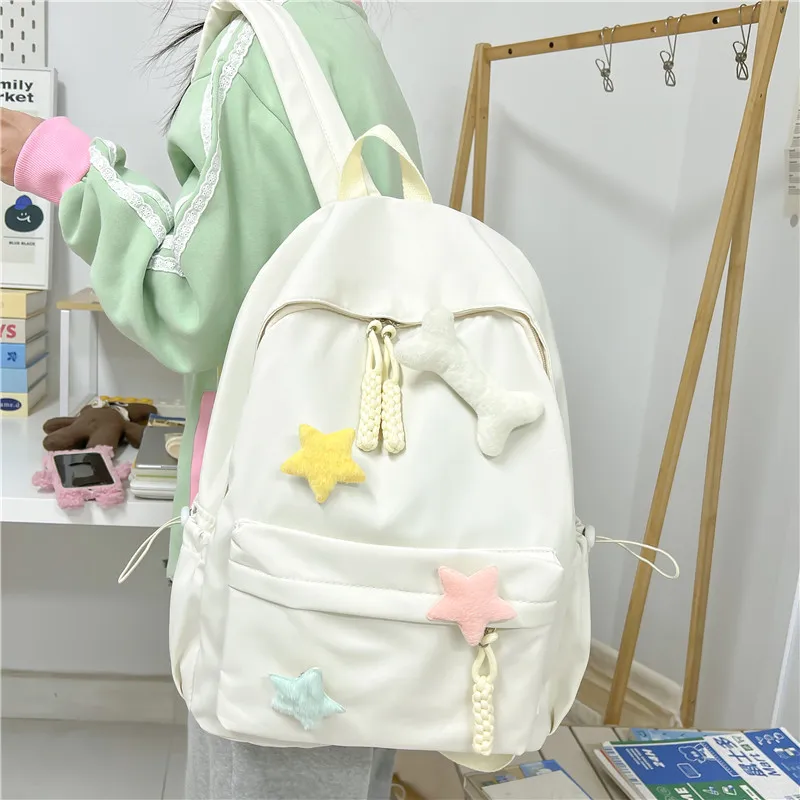 KAMLUI Nylon Backpack Regular Unisex White/Pink/Green/Black/Yellow-3