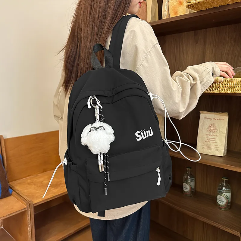 KAMLUI Nylon Backpack Women's Ecru/Black/Burgundy/Light Yellow/Light Brown/Light Blue-9