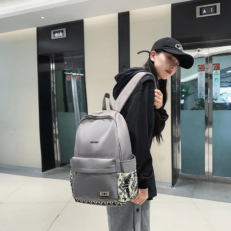 KAMLUI Nylon Backpack Regular Unisex White/Gray/Black/Pink/Coffee/Green-8