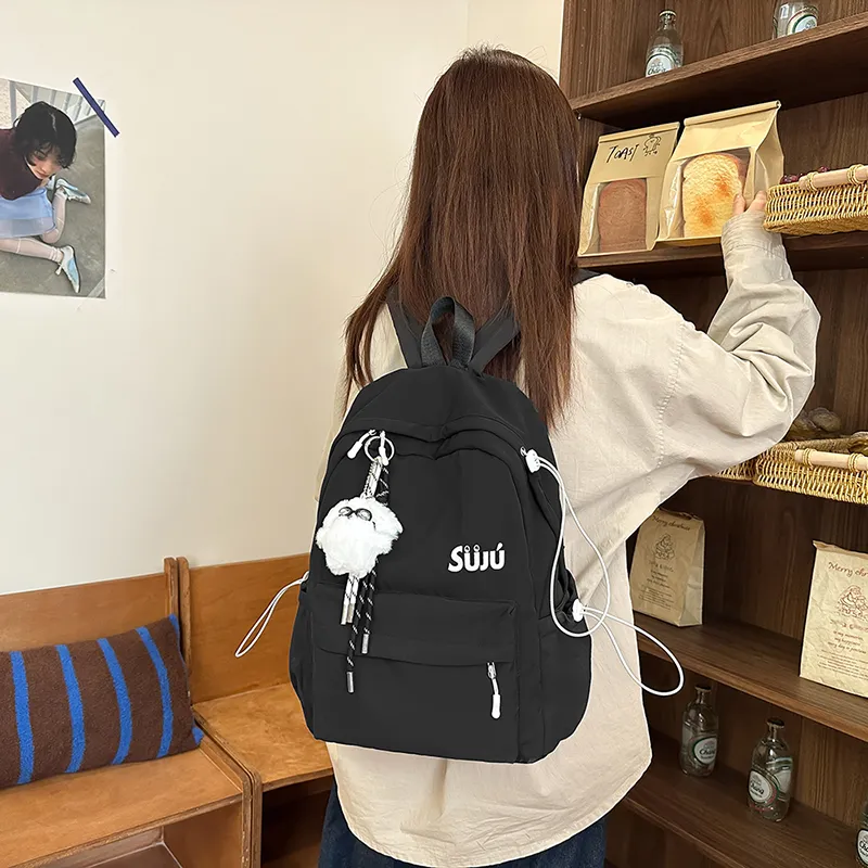 KAMLUI Nylon Backpack Women's Ecru/Black/Burgundy/Light Yellow/Light Brown/Light Blue-8
