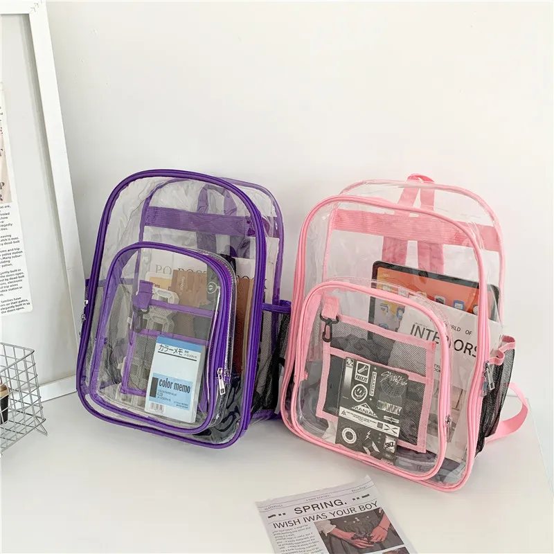 KAMLUI PVC Polyvinyl Chloride Backpack Unisex Gray/Black/Pink/Purple/Blue-12