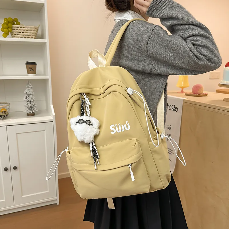 KAMLUI Nylon Backpack Women's Ecru/Black/Burgundy/Light Yellow/Light Brown/Light Blue-22