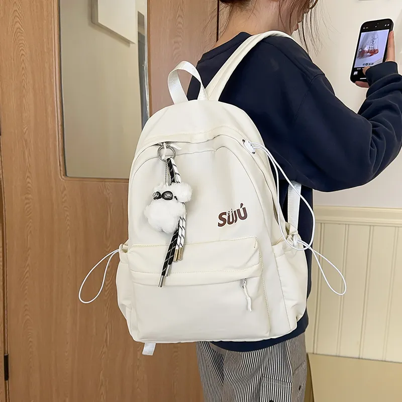 KAMLUI Nylon Backpack Women's Ecru/Black/Burgundy/Light Yellow/Light Brown/Light Blue-3