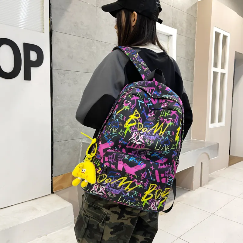 KAMLUI Oxford Backpacks Backpack Regular Unisex Black/Purple/Blue-12