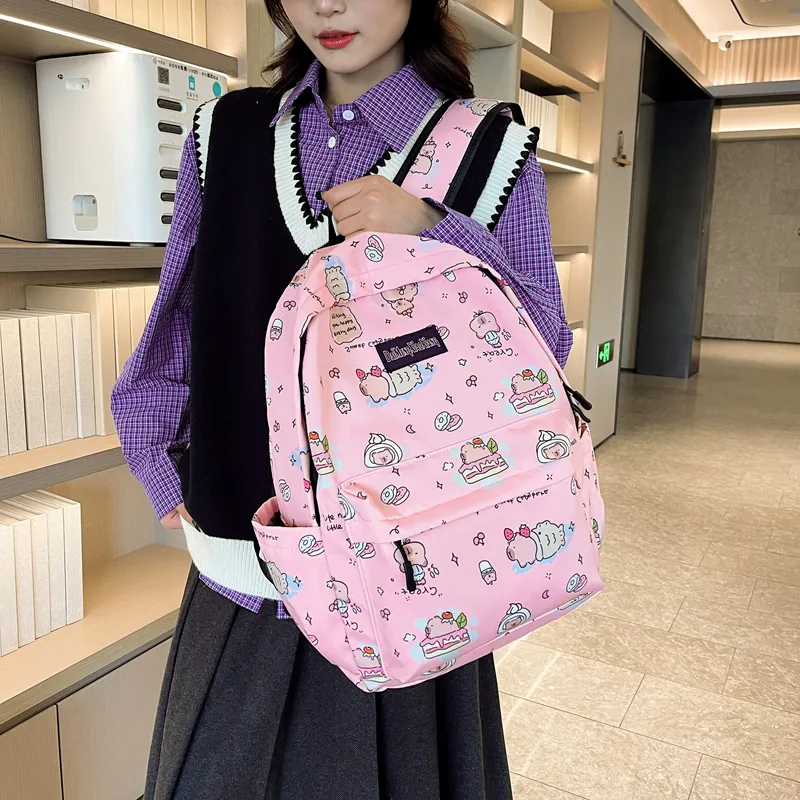 KAMLUI Nylon Backpack Women's White/Black/Pink/Khaki-20