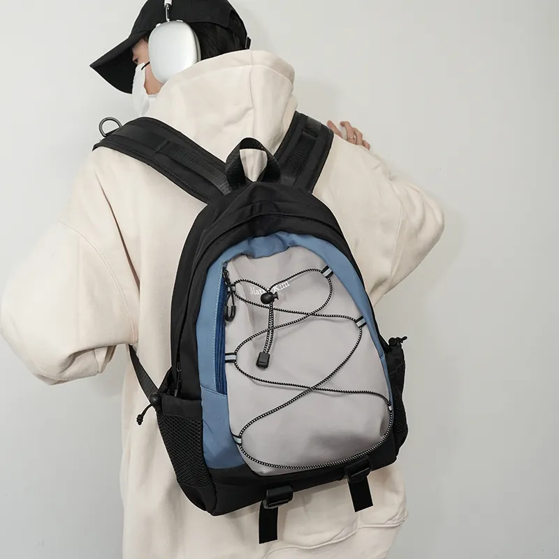 KAMLUI Nylon Fabric Carry Backpack Unisex Black/Purple/Blue-21