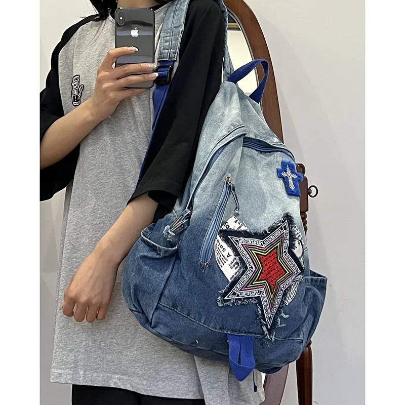 KAMLUI Denim Backpack Regular Unisex Multicolor-29