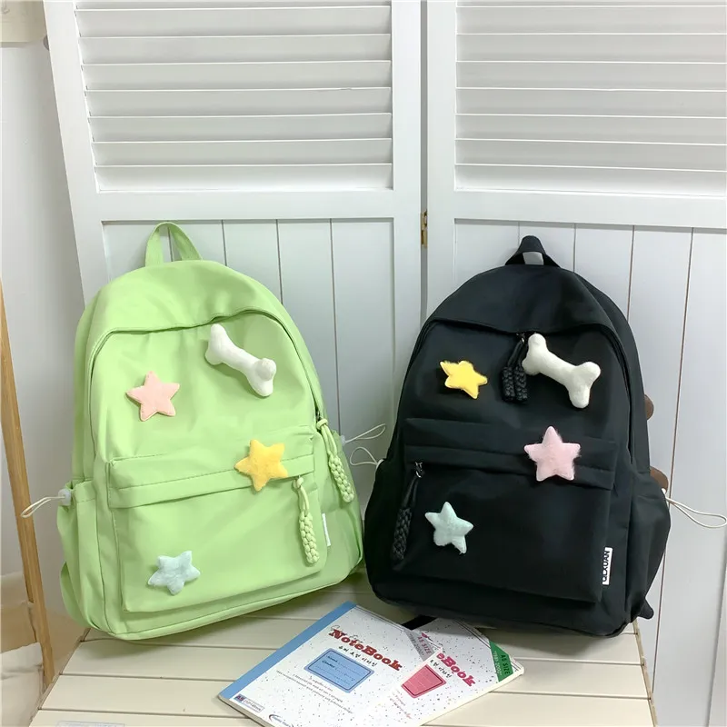 KAMLUI Nylon Backpack Regular Unisex White/Pink/Green/Black/Yellow-17
