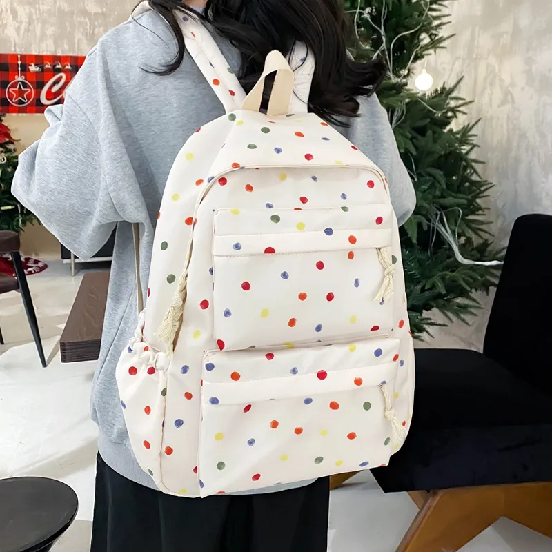 KAMLUI Nylon Backpack Regular Unisex White Floral/White Green Floral/Black Floral/Black White Floral/Yellow/Green-1
