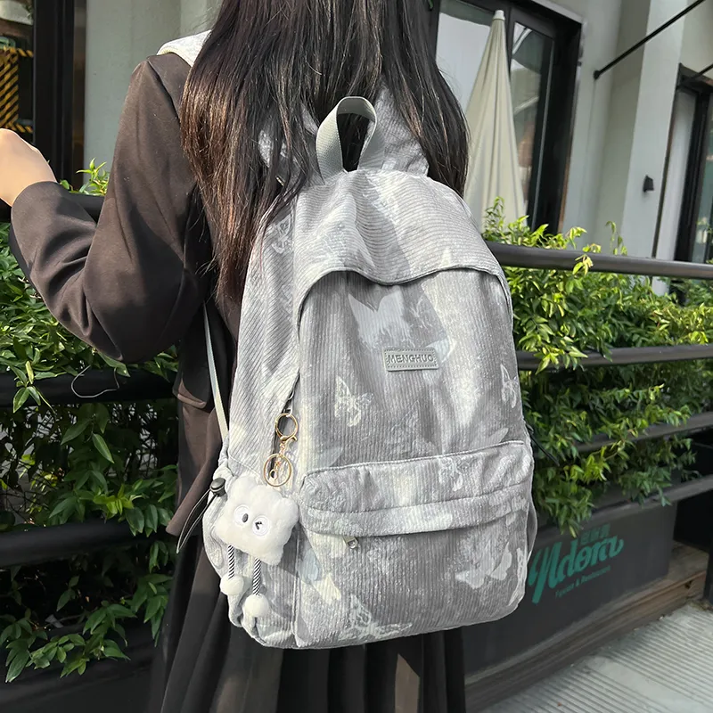 KAMLUI Corduroy Backpack Regular Unisex Gray/Red/Purple/Khaki/Blue-1