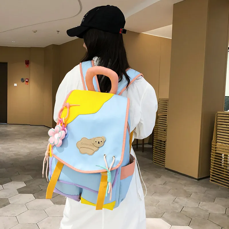 KAMLUI Nylon Backpack Unisex White Pink & Color/White Yellow & Color/Blue Yellow & Color/Black Yellow Multicolor-18