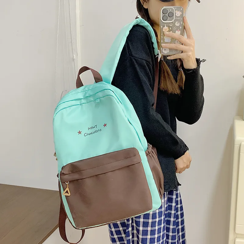 KAMLUI Nylon Fabric Backpack Regular Unisex Transparent/Coffee/Blue-9