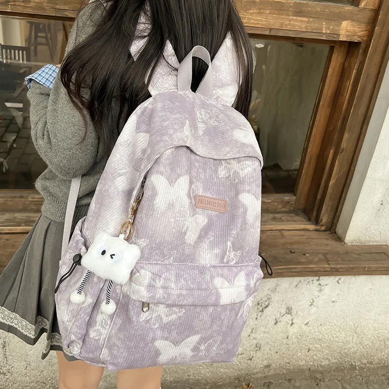 KAMLUI Corduroy Backpack Regular Unisex Gray/Red/Purple/Khaki/Blue-17